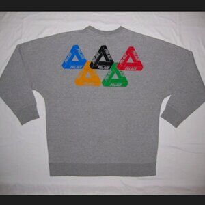 PALACE Tri-Ferg Crew Neck Sweatshirt Grey Marl- L (Gently Used) Unisex